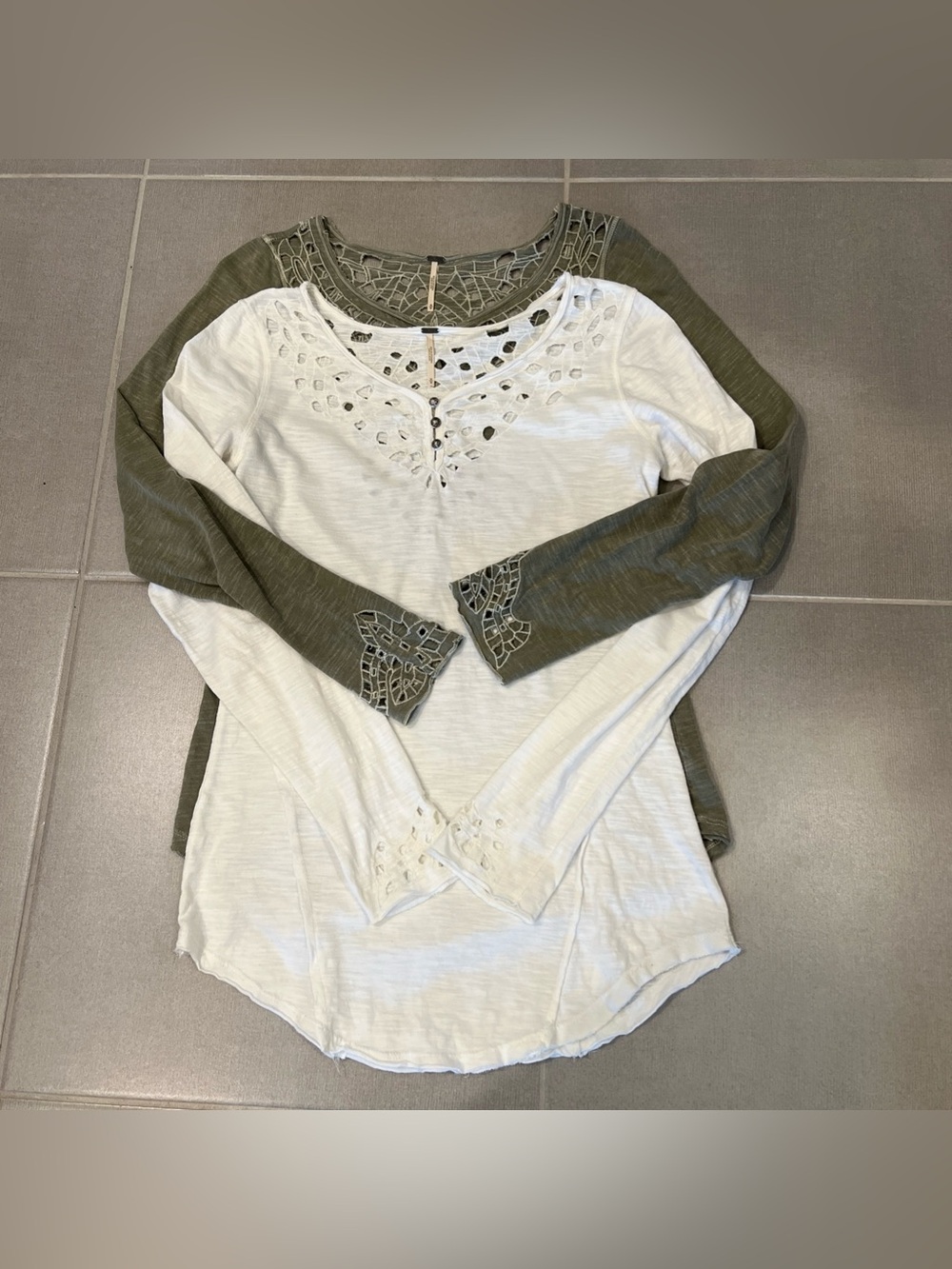 Free People lot of 2 Henley cut out tops M